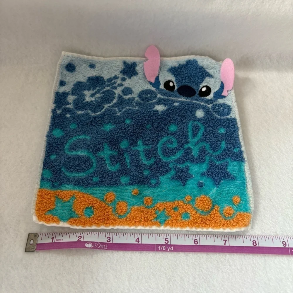 Set of 2 STITCH Small Hand Towels White Blue Disney Japan Floral Print